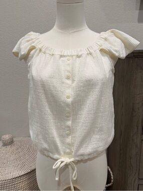 Madewell Women's Textured & Thread Off The Shoulder Top Size Small
